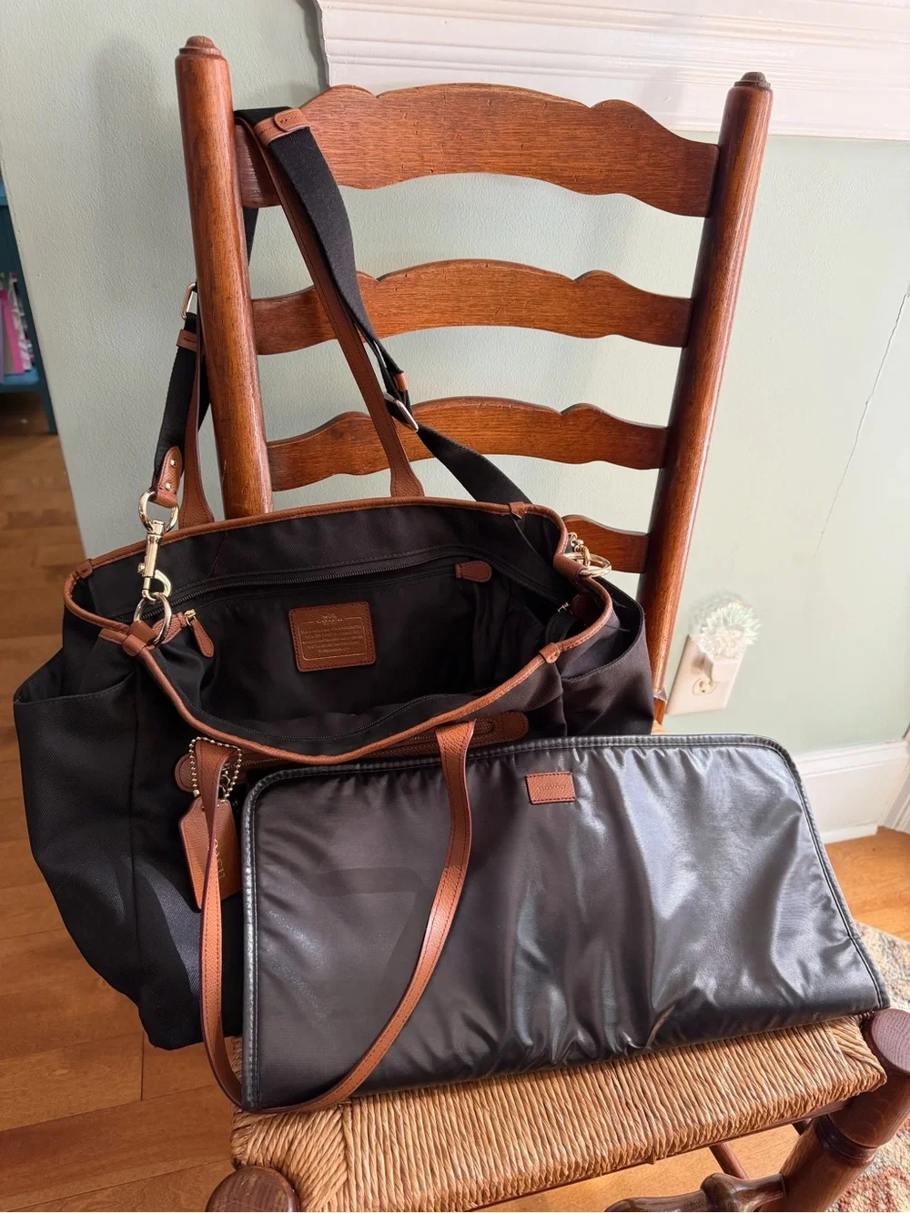 Coach Black Nylon Baby or Laptop Bag